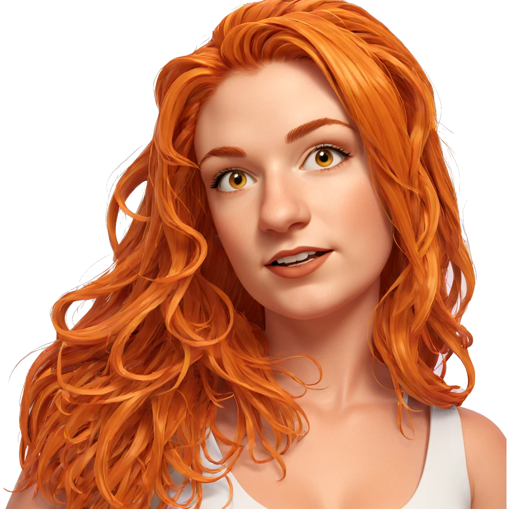 glowing girl with orange hair emoji