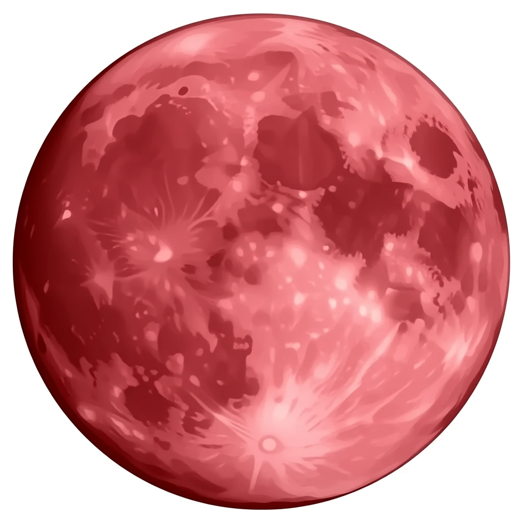 A red moon. A blood moon. Without a face. And with a full moon spots on it emoji