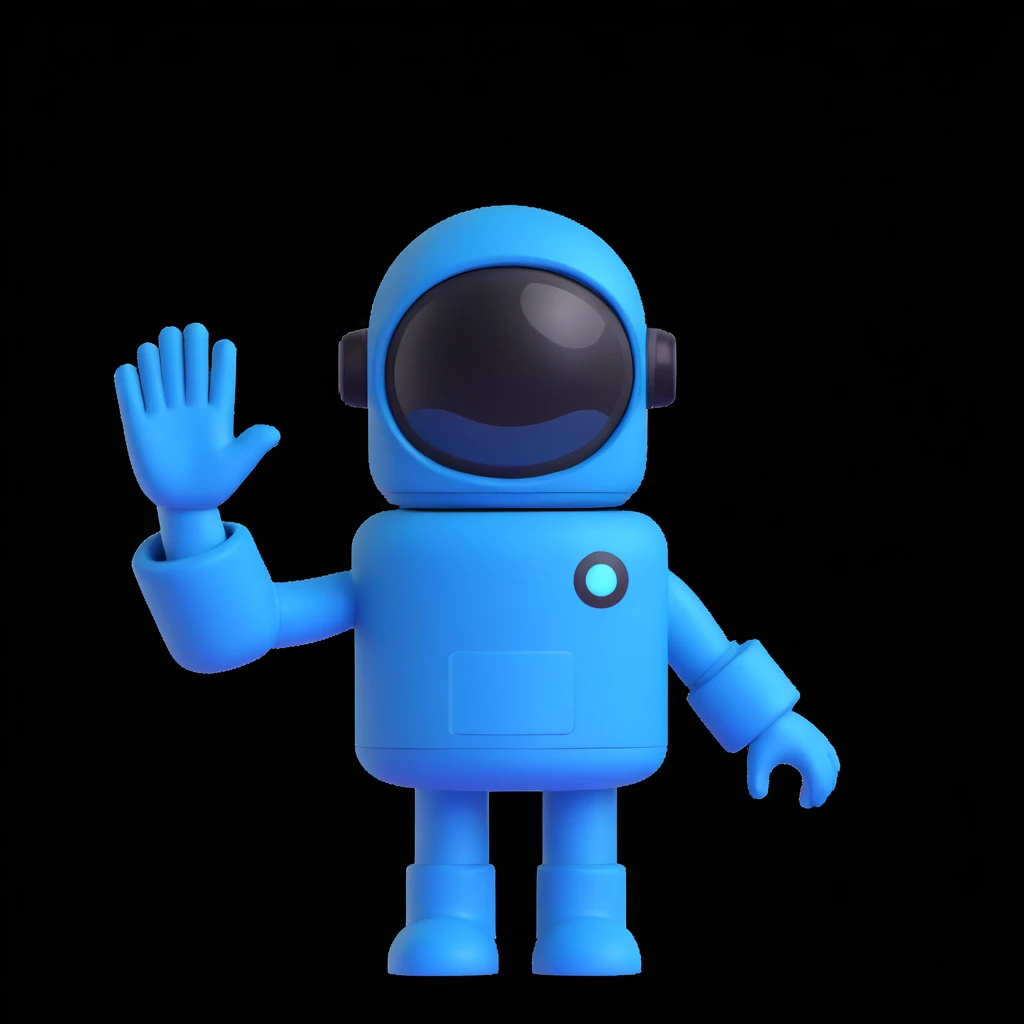 Among Us crewmate, blue color, waving, simple background emoji