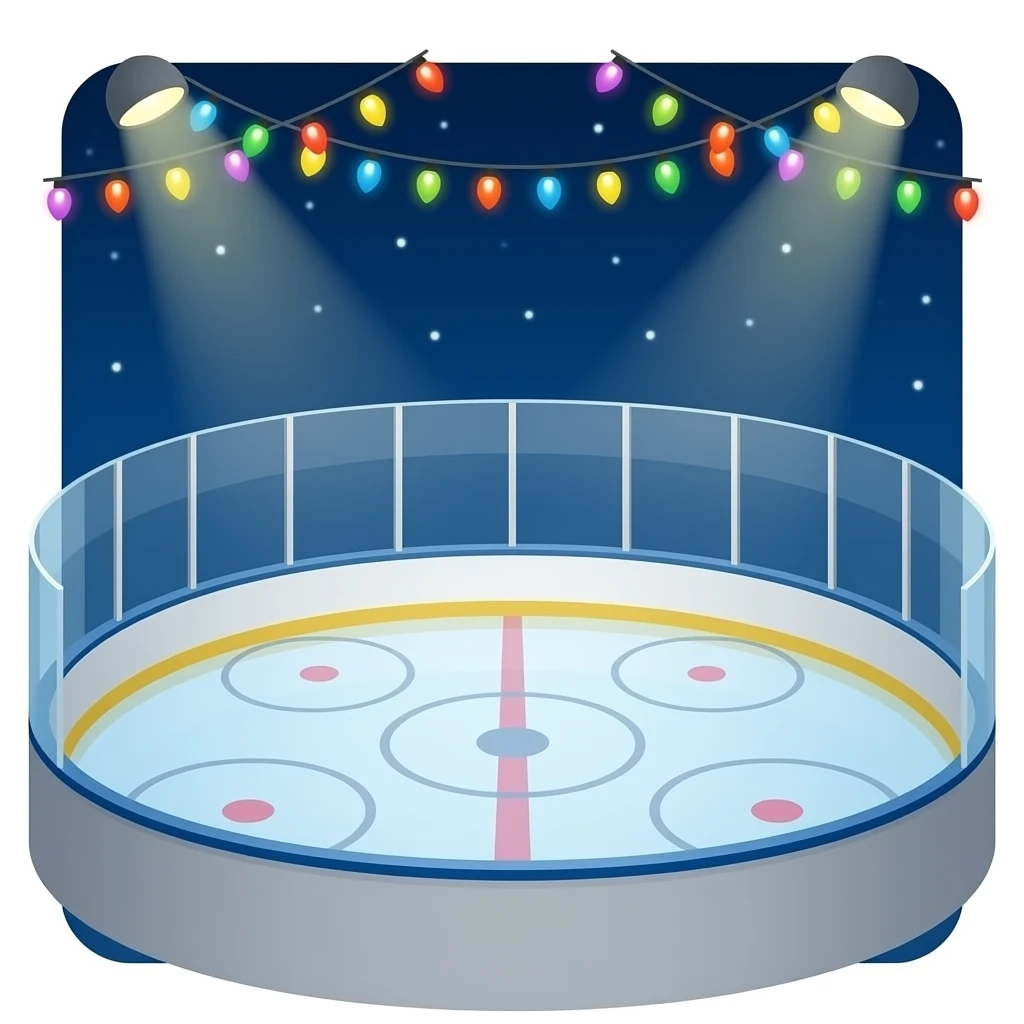 skating show at the ice rink at night with party lights on the ice rink emoji
