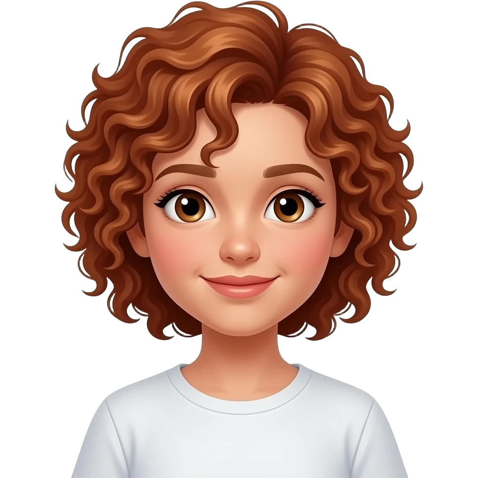 white short curly haired girl redish brown hair emoji