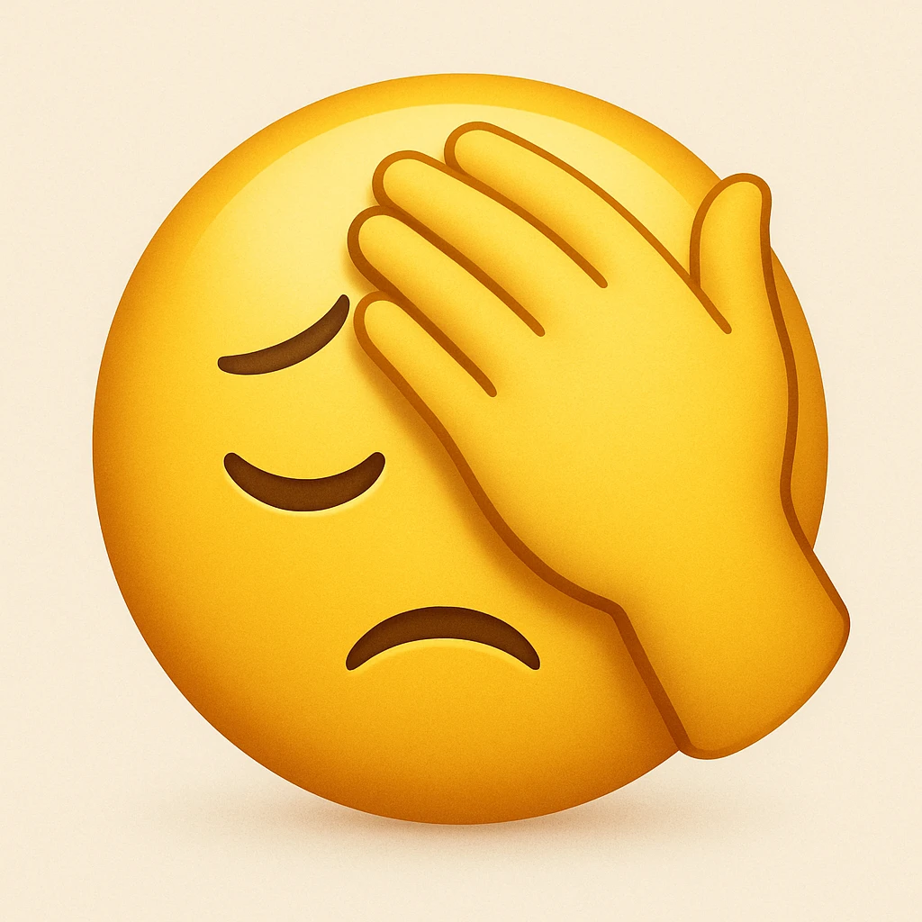yellow emoji with a facepalm expression emoji