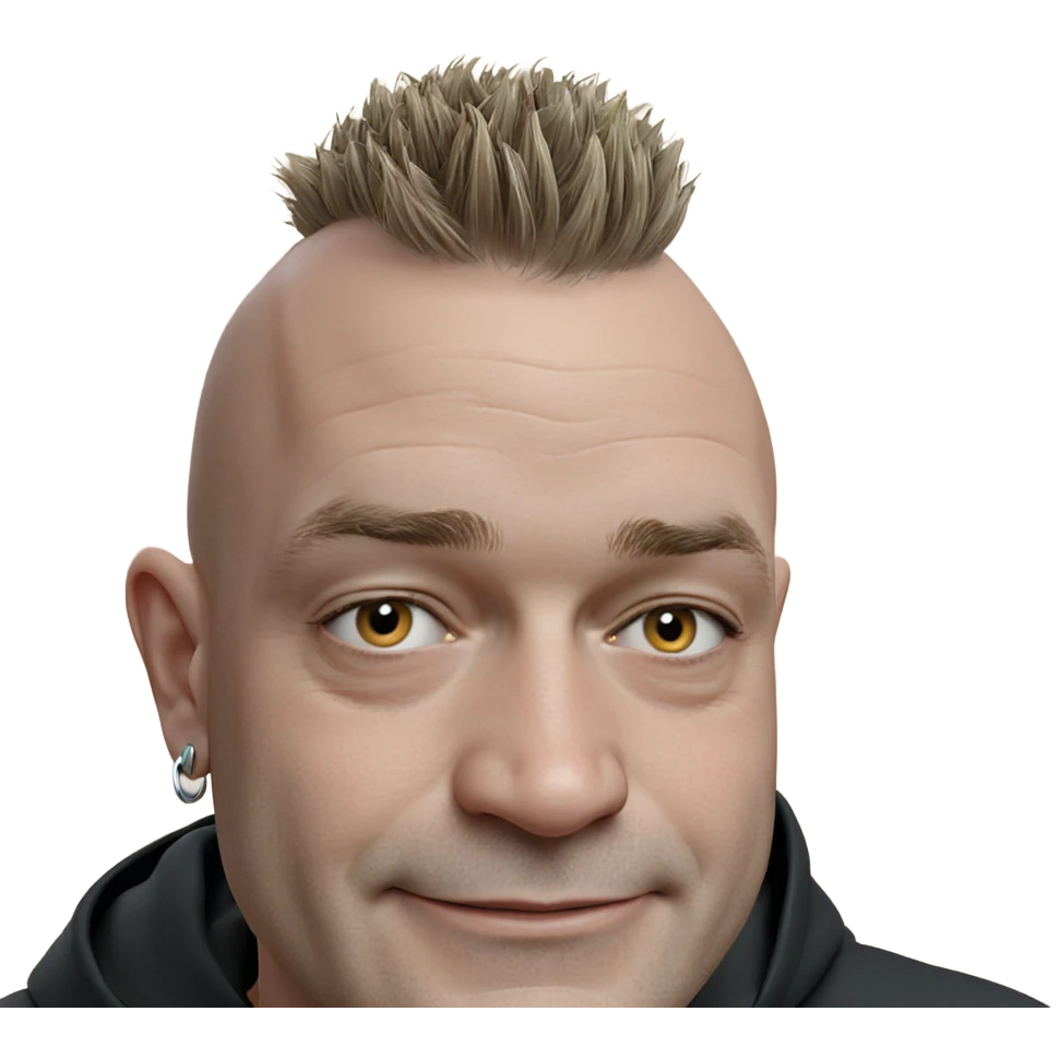 bald boy smiling with earrings emoji