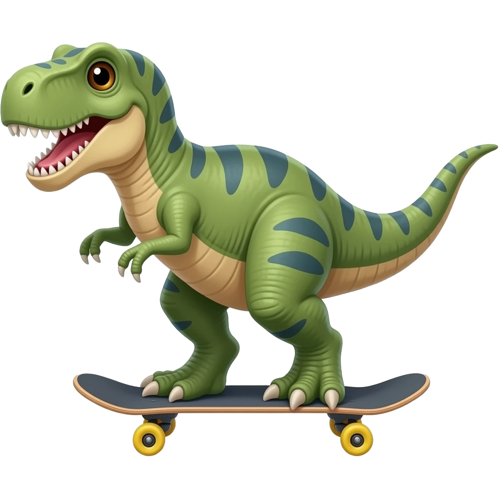 Dinosaur on a skateboard emoji