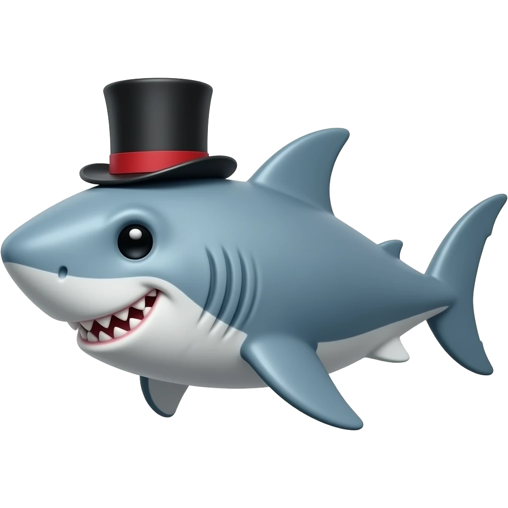 Shark with a top hat emoji