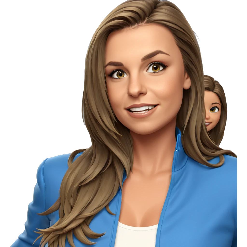 smiling girl in blue jacket emoji