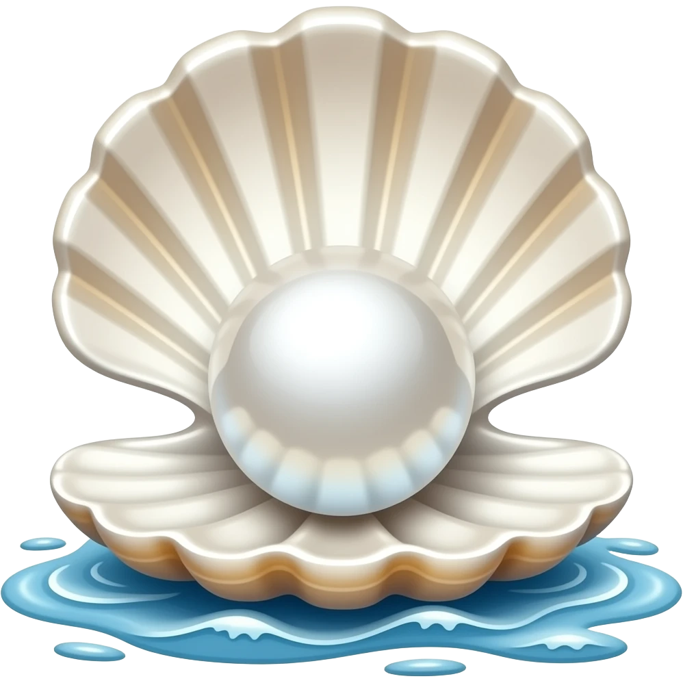 big white Pearl the shell is Beige and white , with ocean emoji