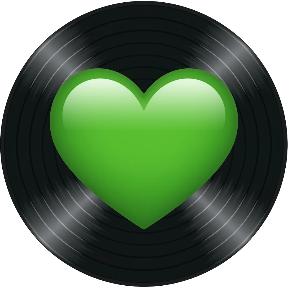 vinyl with a Big heart green in the middle. it should 3/4 of the size of the vinyl emoji
