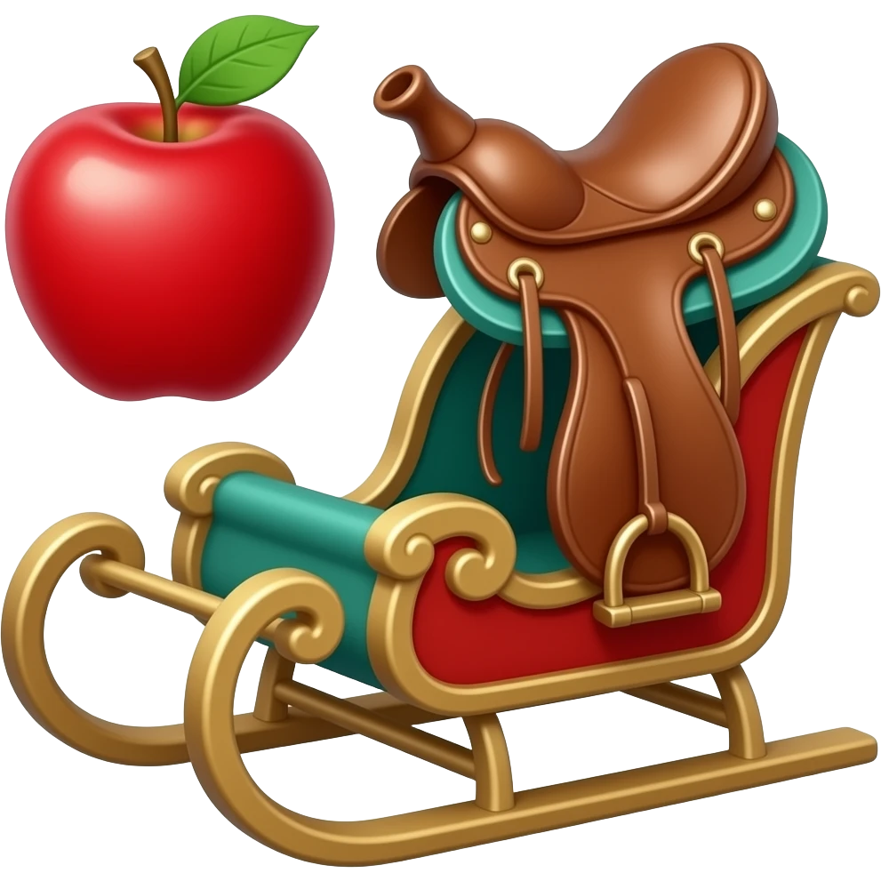 Apples, sleigh, and saddle emoji