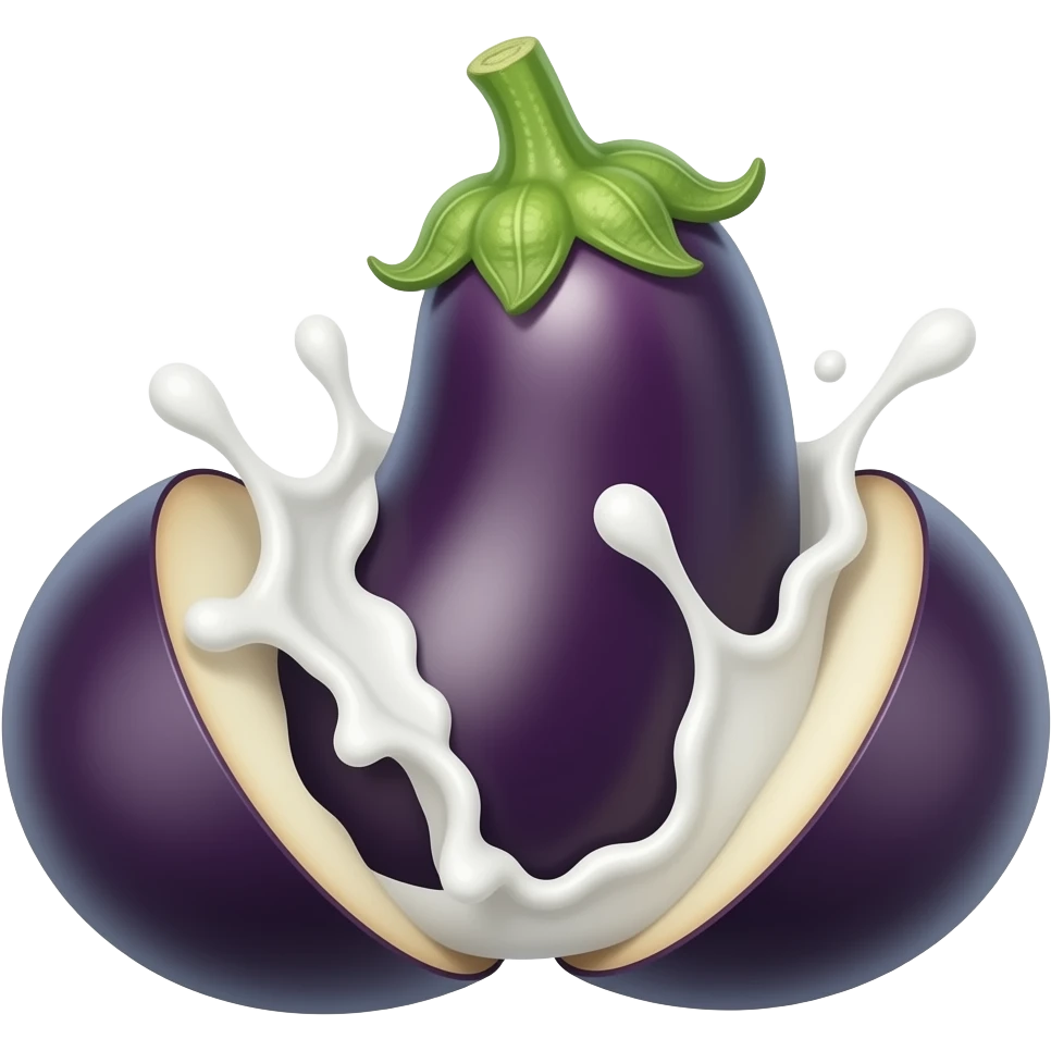 Aubergine with milk shooting out the  end emoji