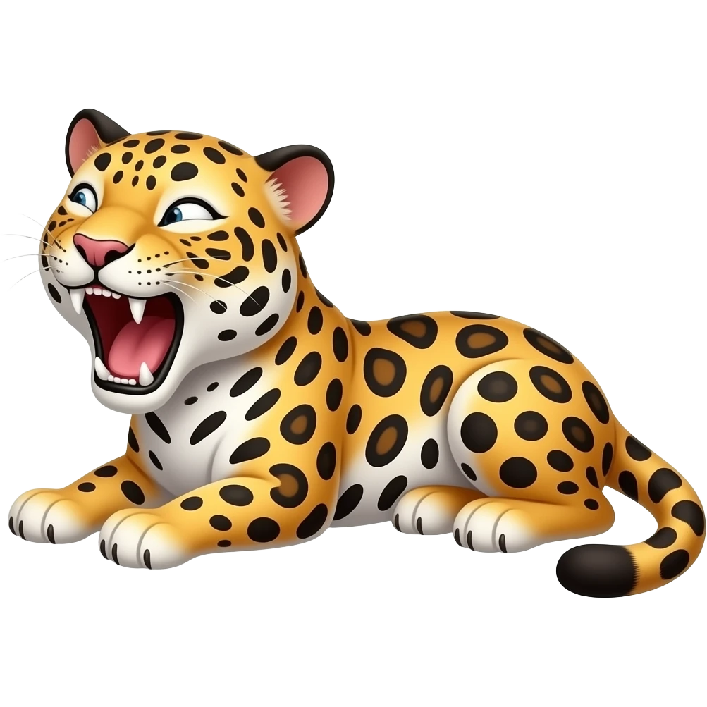 Cartoon jaguar lay roaring emoji