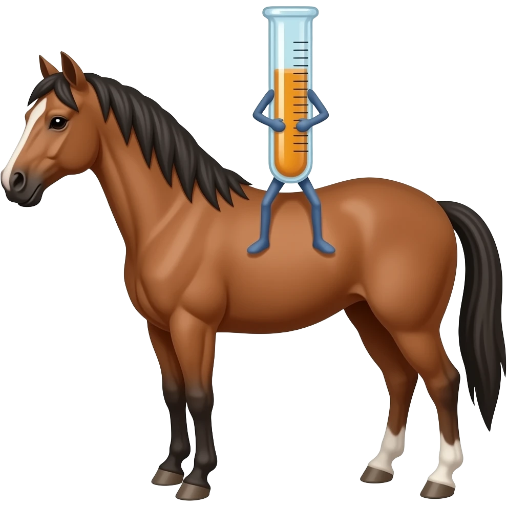 Test tube with legs on a horse emoji