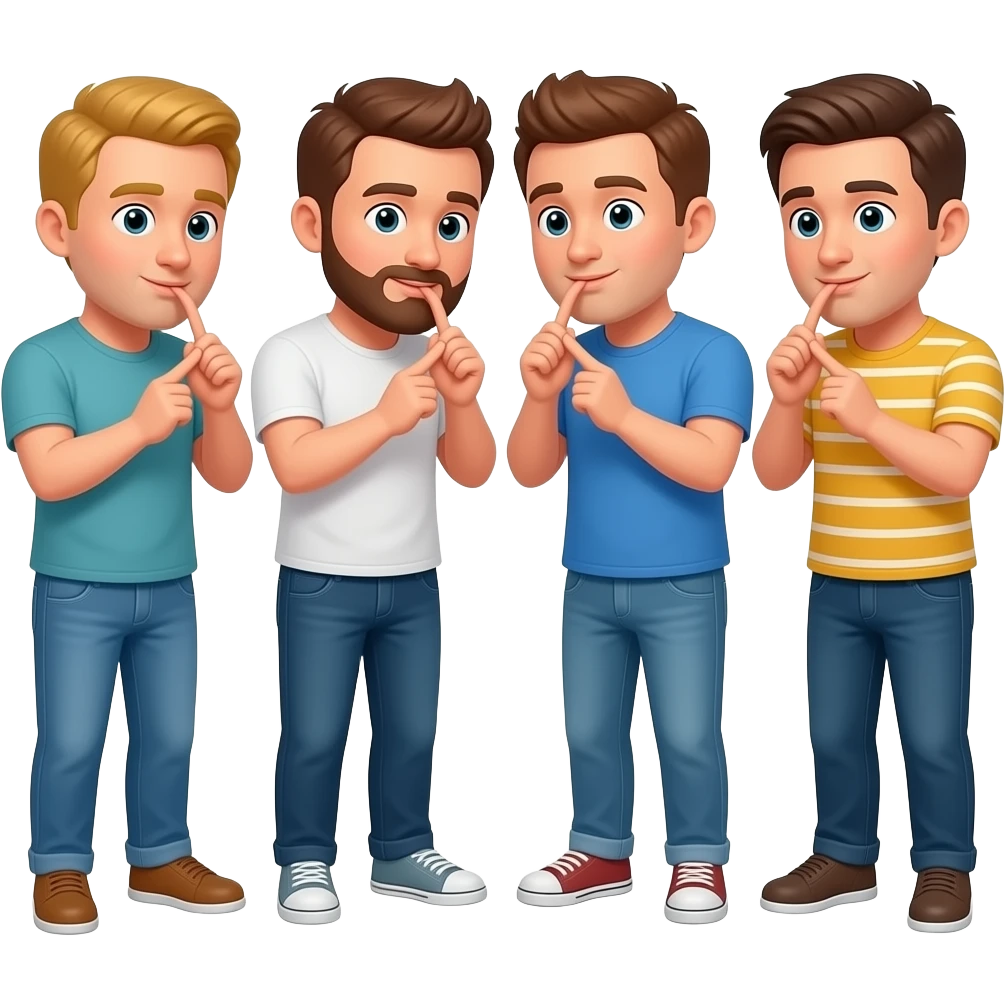 Four big guys playing with their dicks emoji