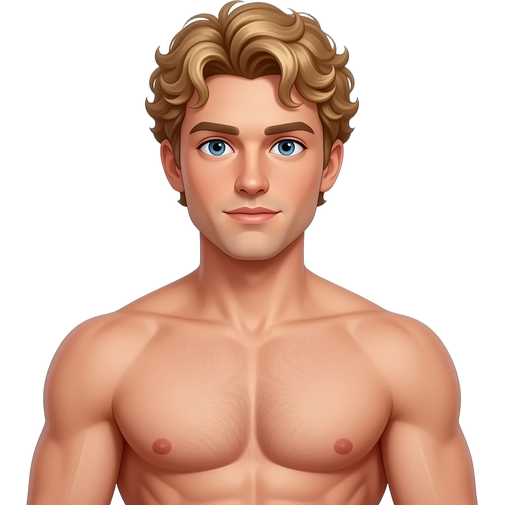Muscle man with curly blonde hair big pecs big nipples emoji