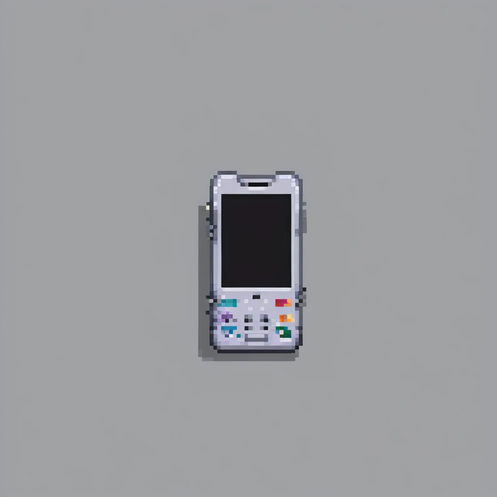 pixel art style silver iPhone 15 on white background emoji