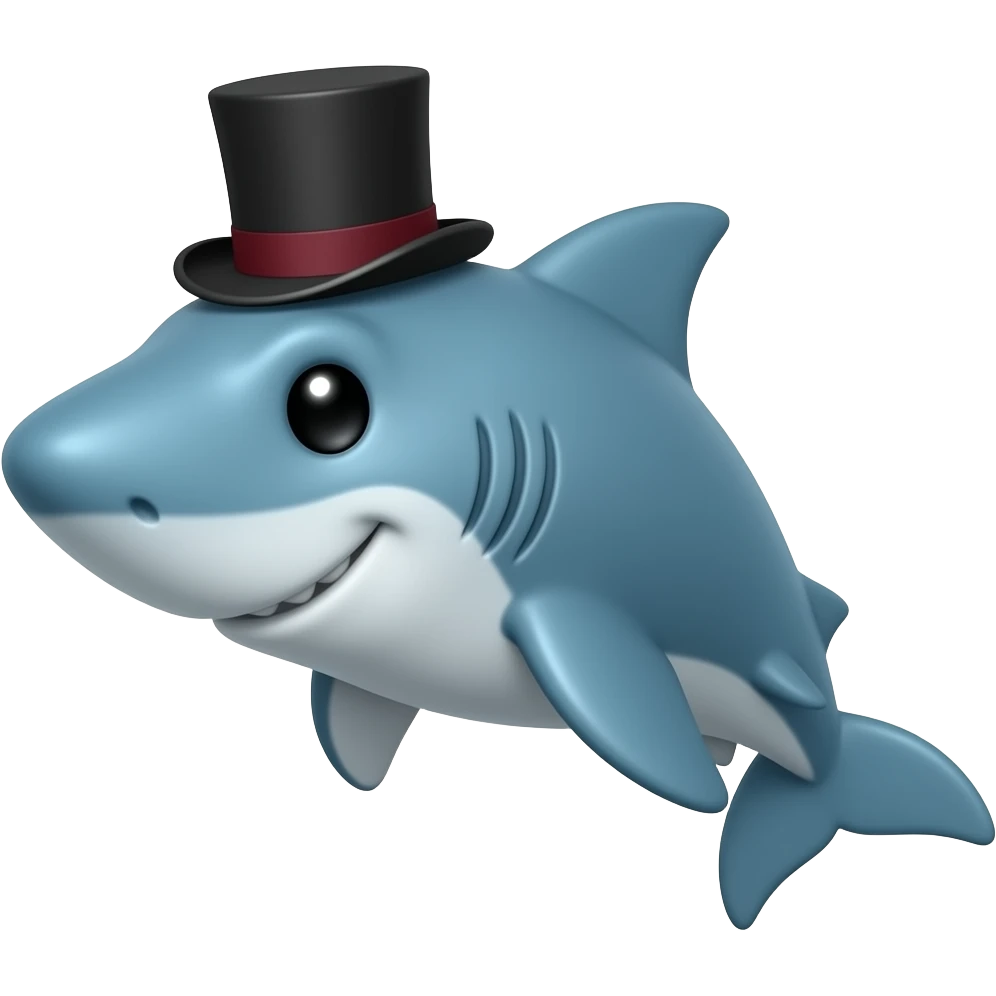 Shark with a top hat emoji