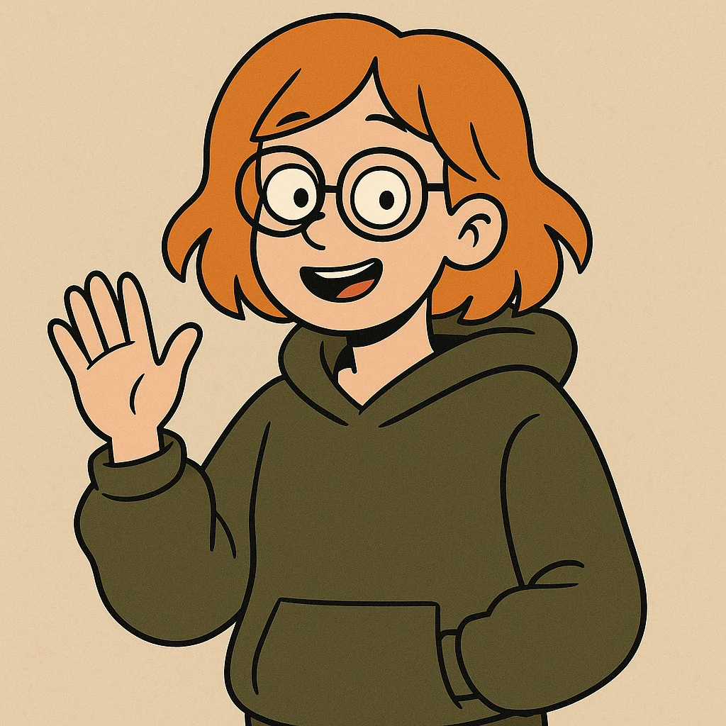 A girl orange hair Urban Heavy Loose a hand say hello glasses emoji