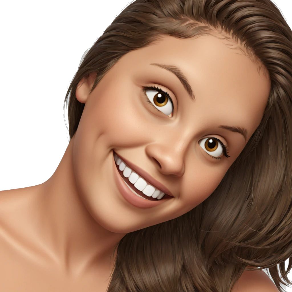 smiling girl with brown hair emoji