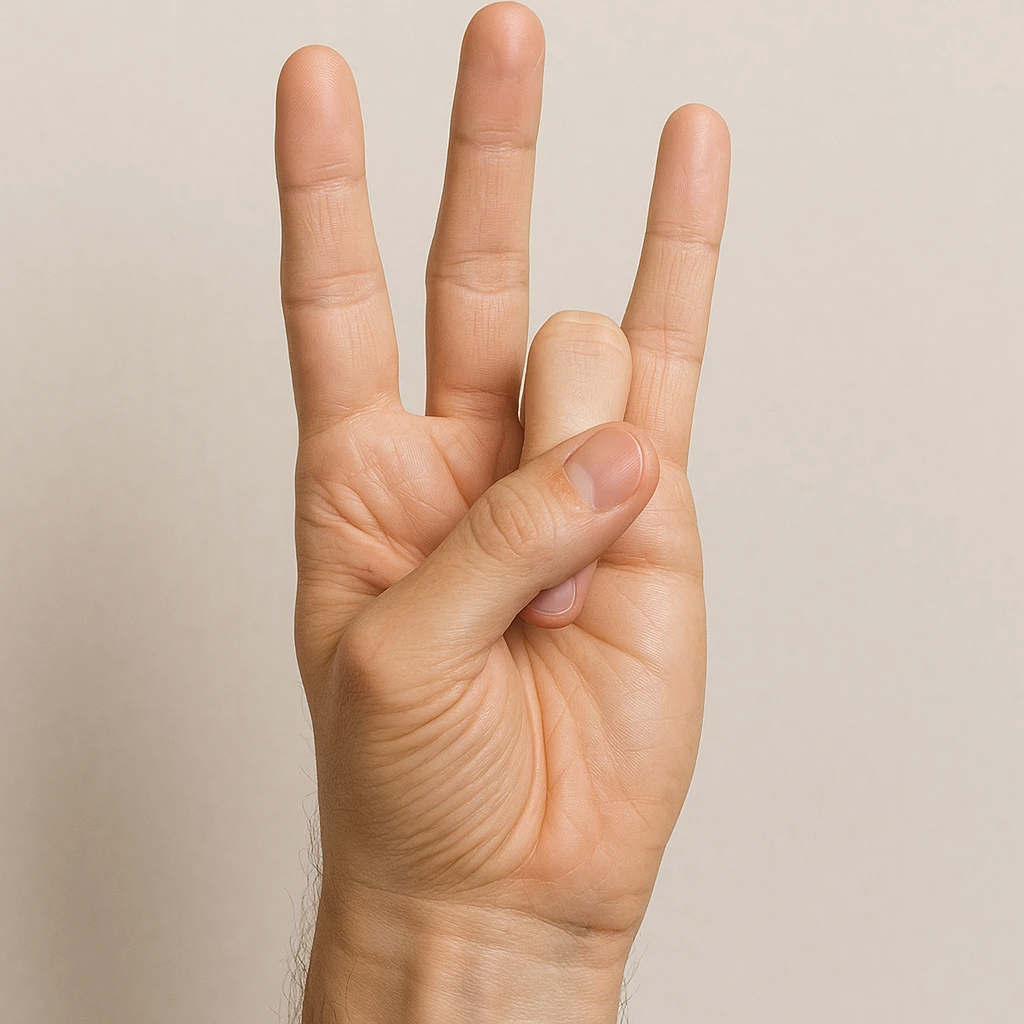 realistic hand gesture with the fourth finger (ring finger) hidden emoji