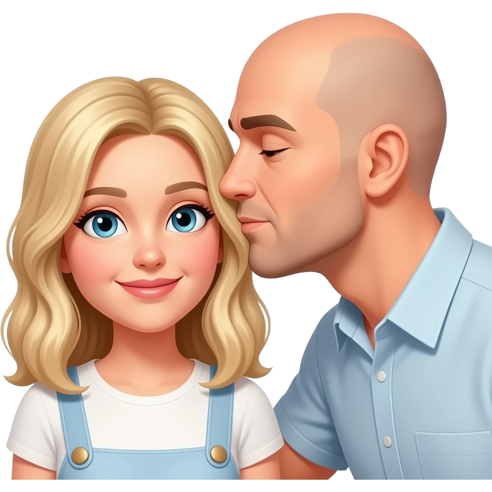 bald guy kissing a blond girl smaller than him emoji