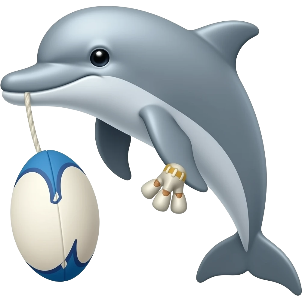 dolphin with a rugby ball emoji