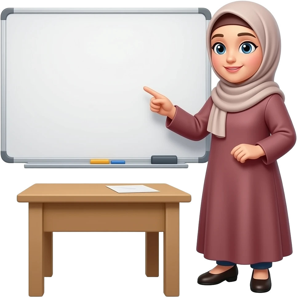 hijab teacher tafel finger ohne tisch und abaya emoji