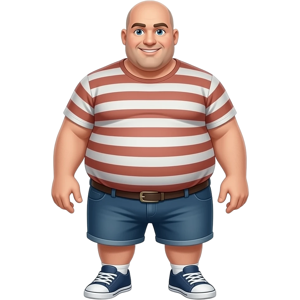 Extra Fat, obese bald male, full body emoji