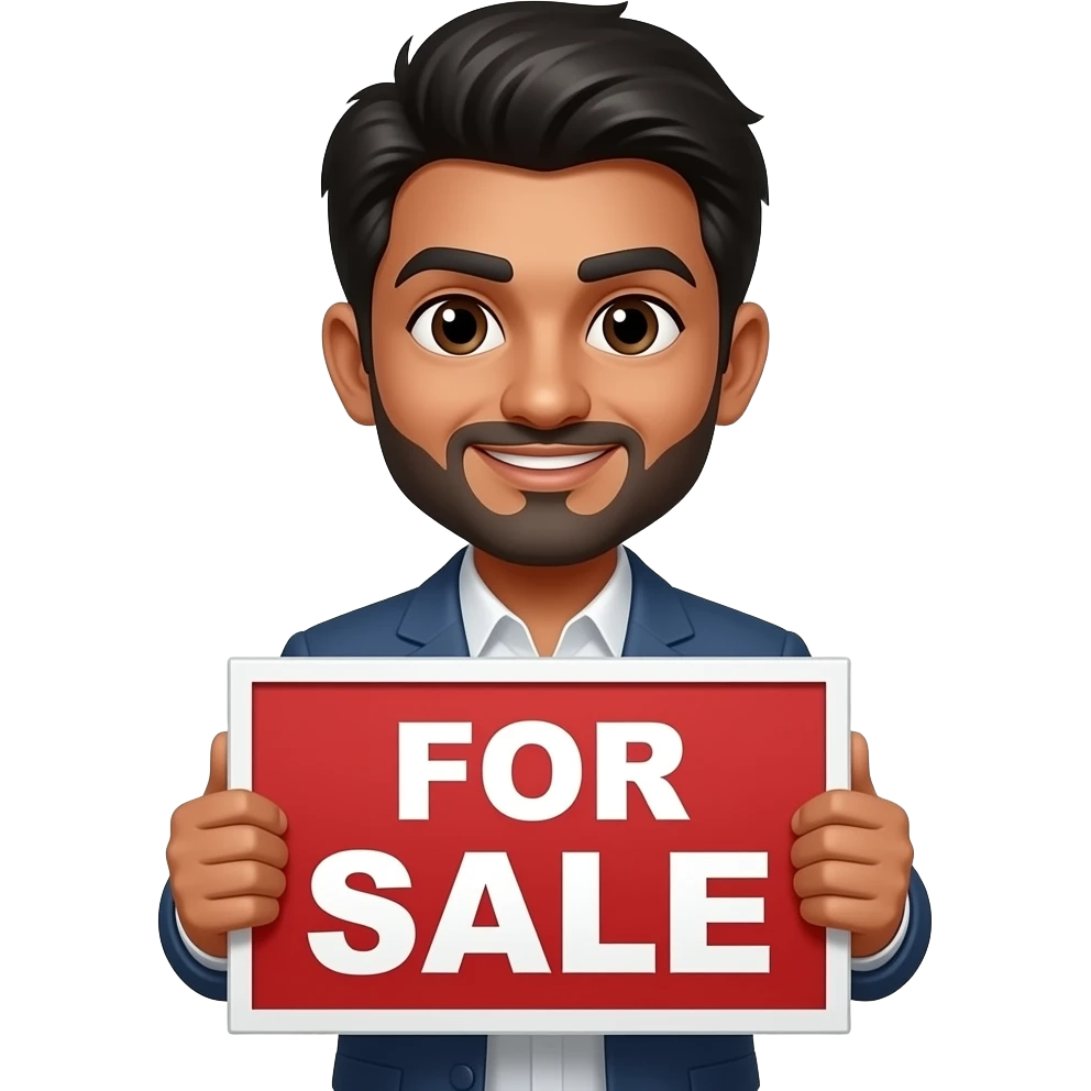 Idian sellerwith For Sale sign emoji