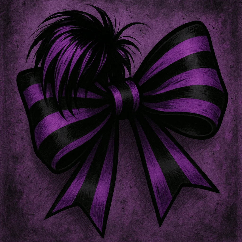 emo bow, black and purple, expressive and stylish emoji