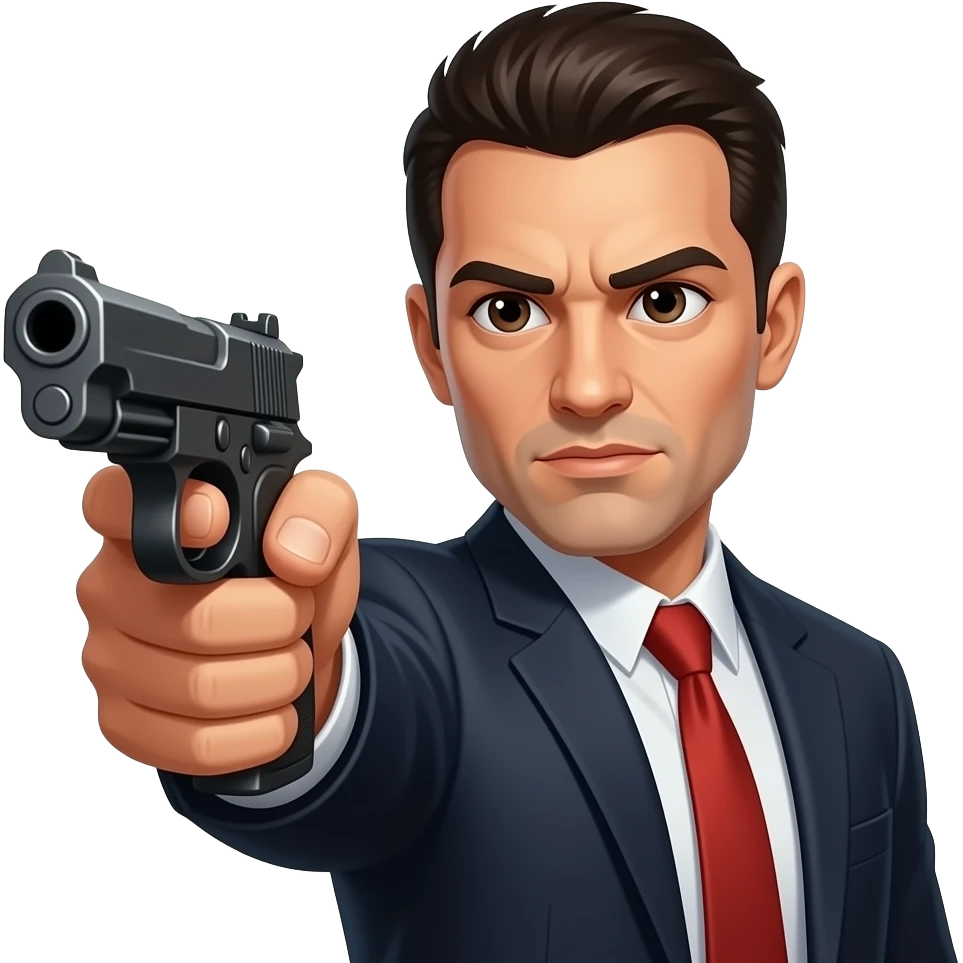 Gangster holding a gun shooting it emoji