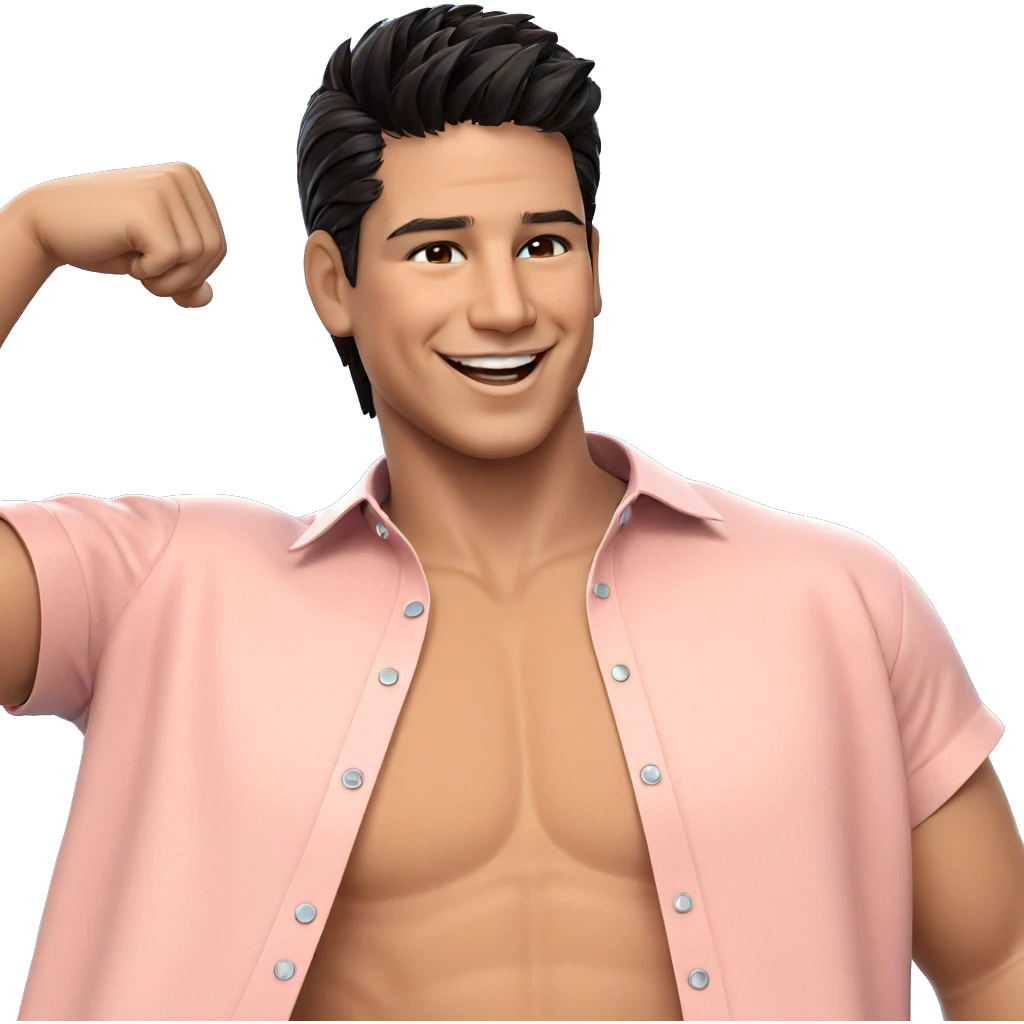 smiling boy in open shirt emoji