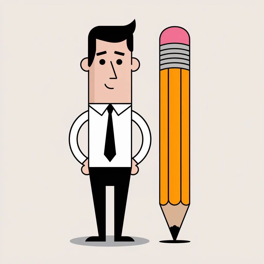 a very thin man next to a pencil emoji