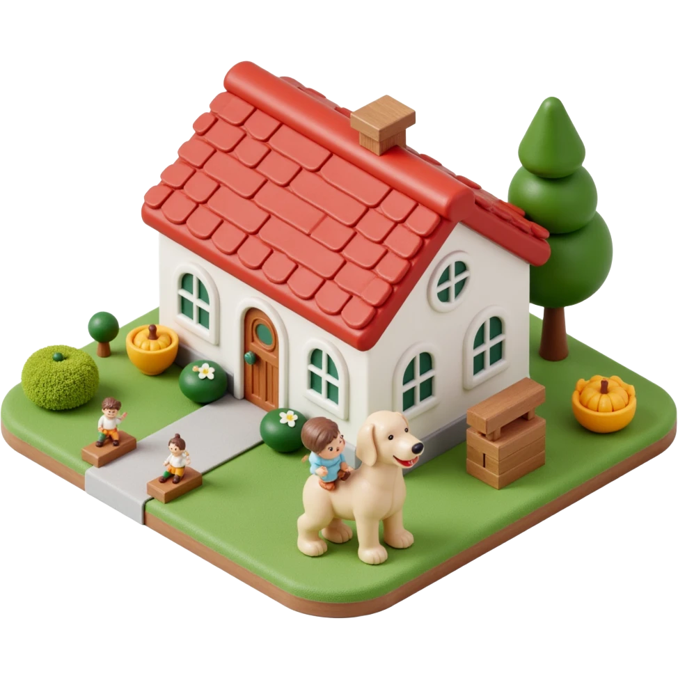 house with a family and pet emoji