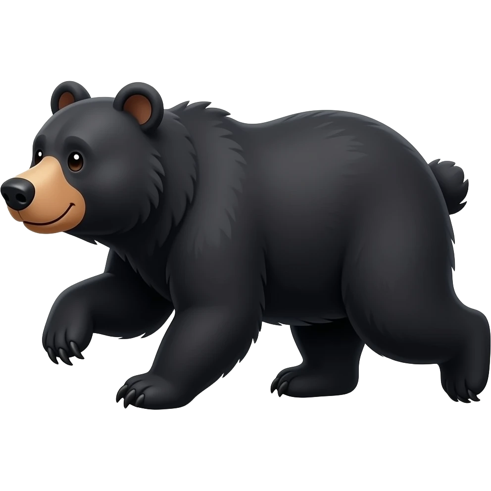 Cartoon black bear on fours running emoji