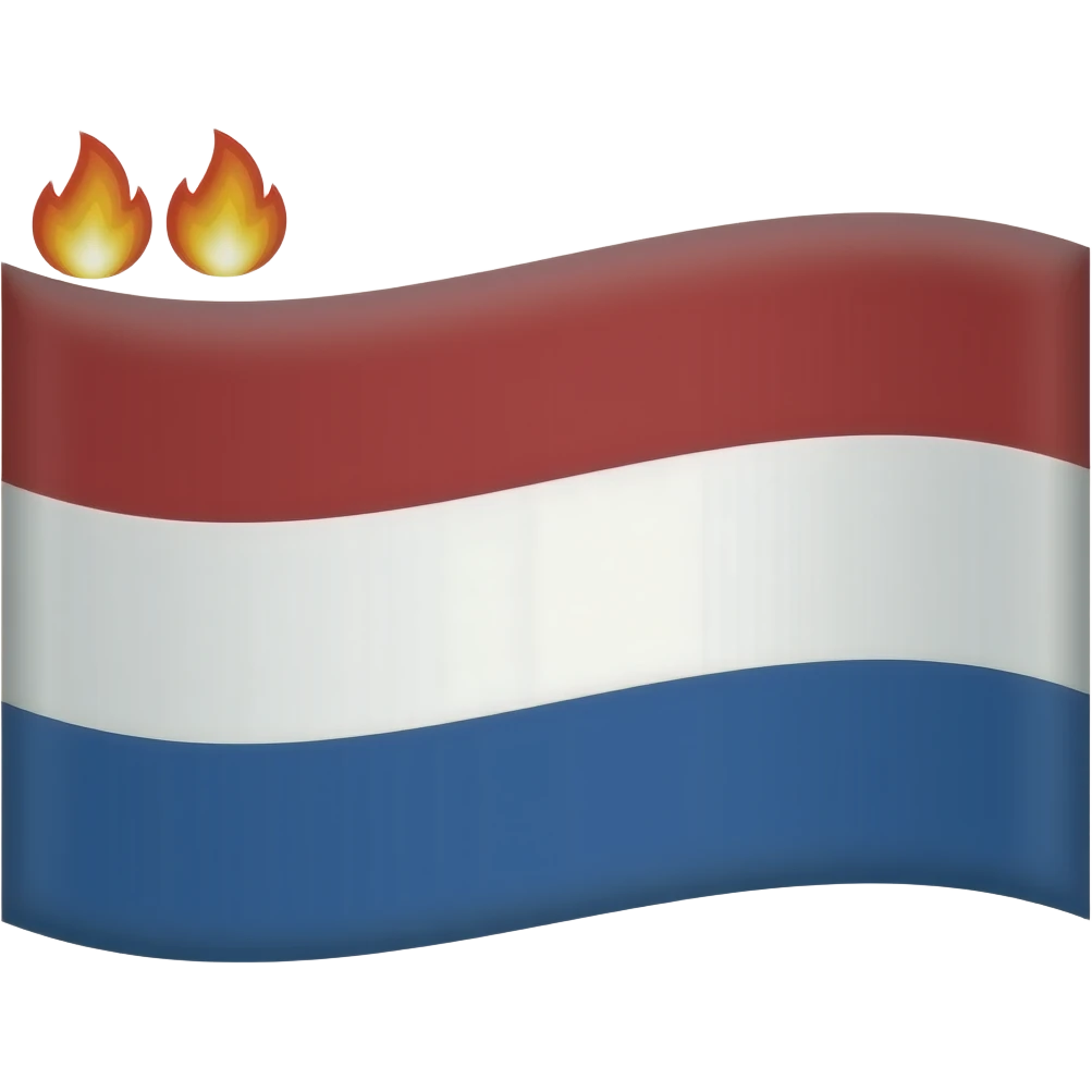 dutch flag with two small fire emjoy on top in the corner emoji