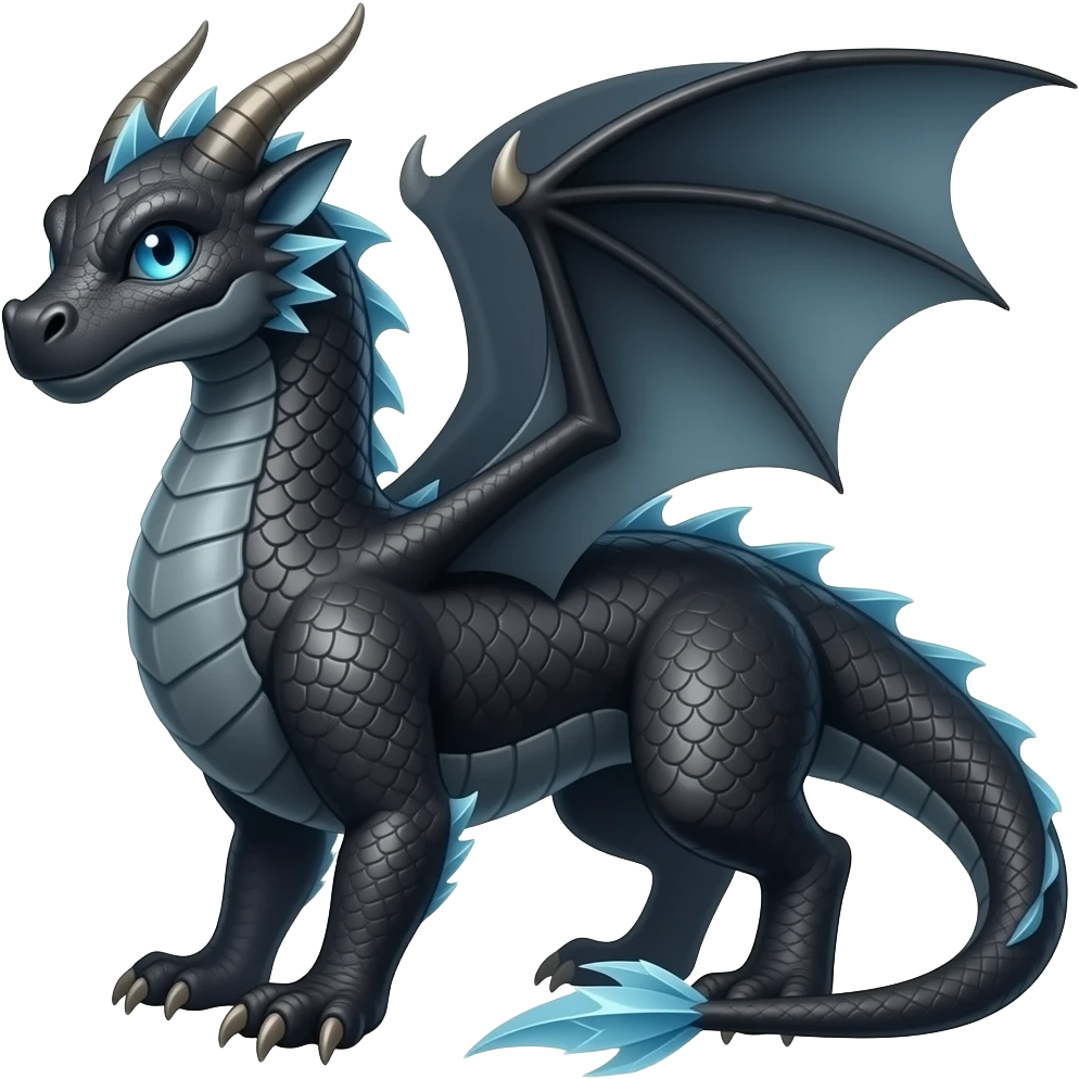 black dragon with glacial eyes emoji