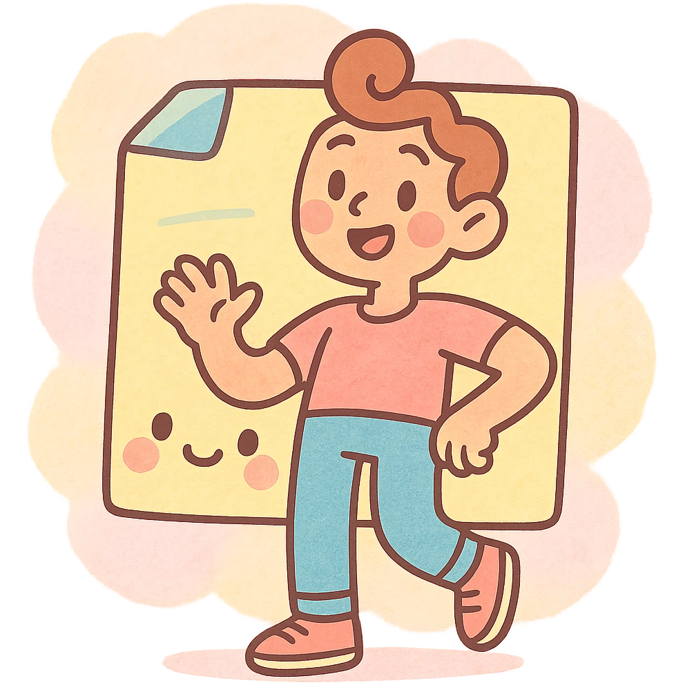 pastel watercolor sticky note in soft kawaii style, inspired by Japanese stationery, full body emoji