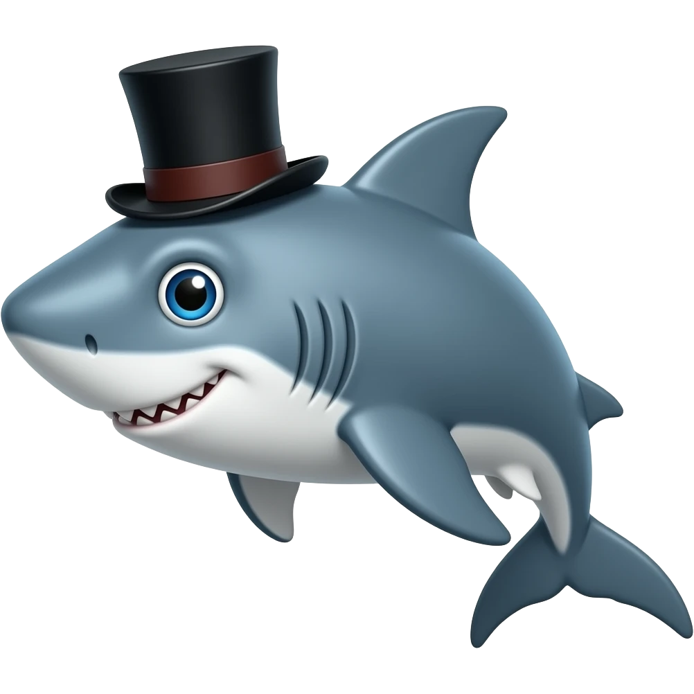 Shark with a top hat emoji