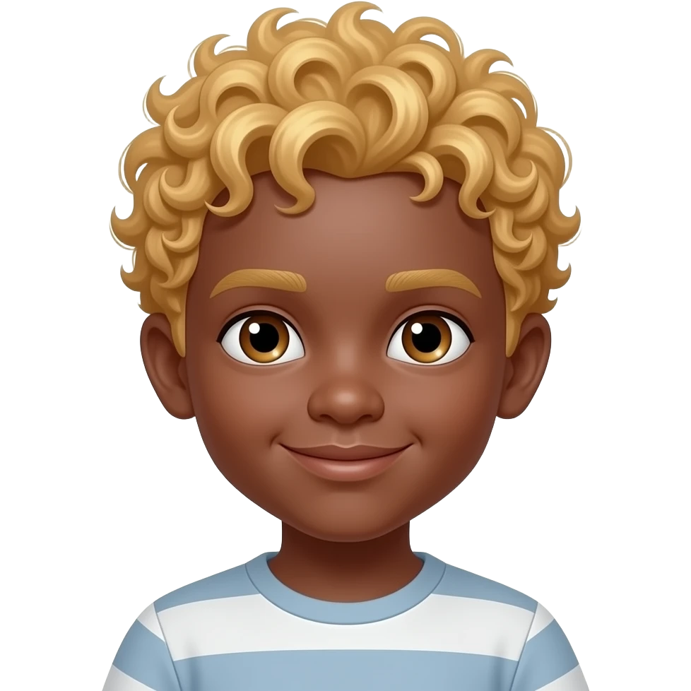 brown skin boy with a curly golden hair emoji