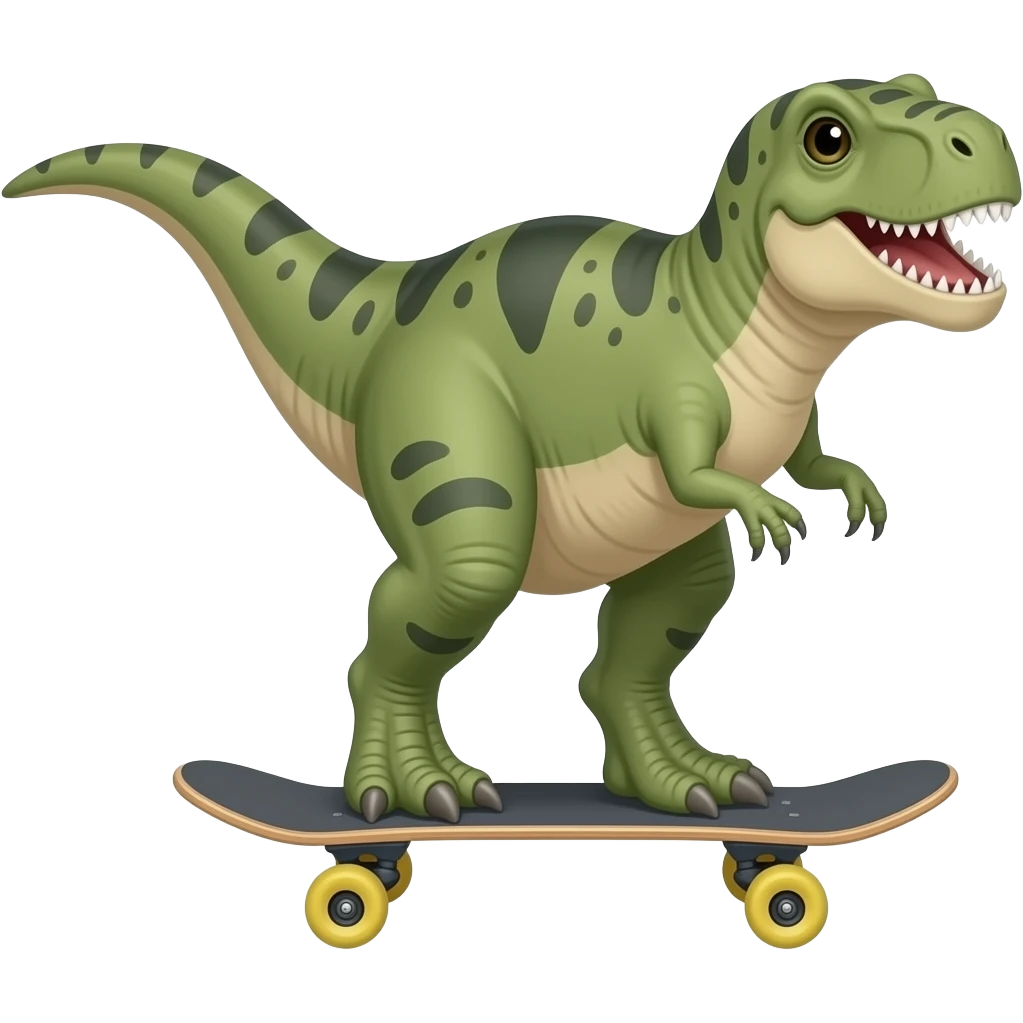 Dinosaur on a skateboard emoji