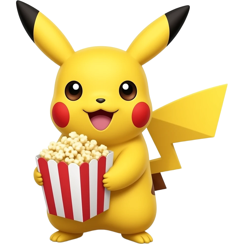 Pikachu with pop corn emoji