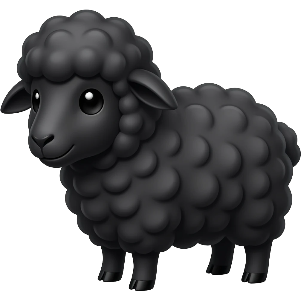 Una pequeña y tierna oveja de color negro emoji