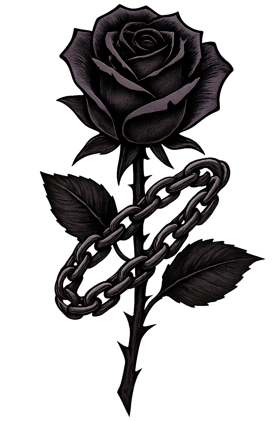 emo rose with a chain, black and purple, no background emoji