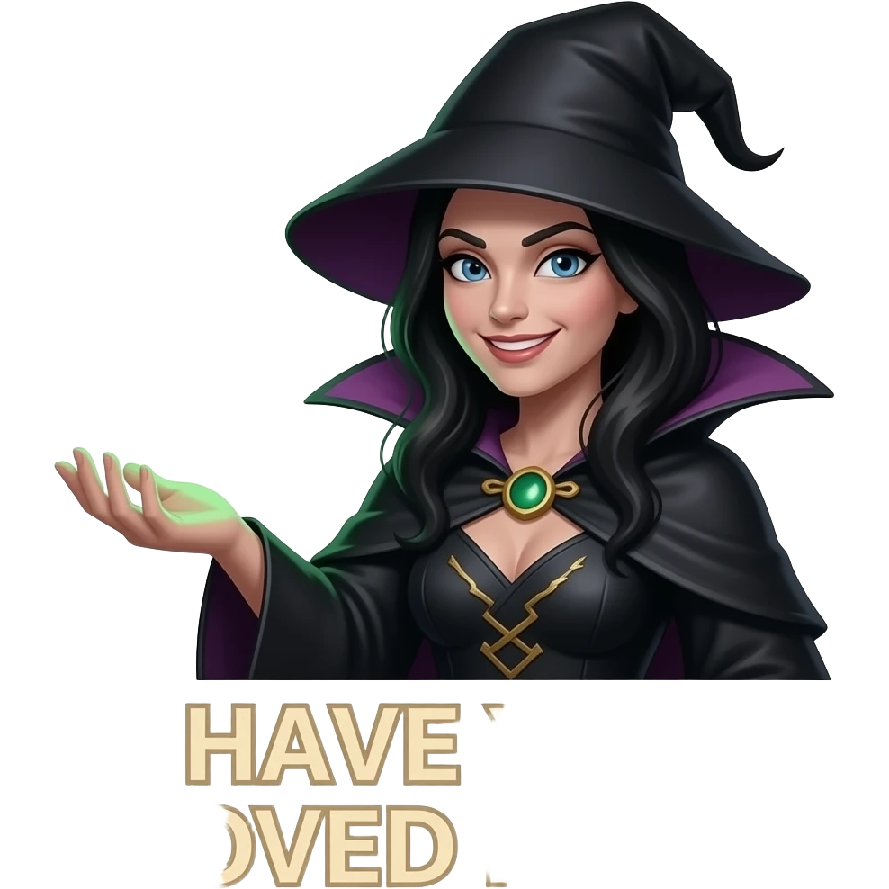 A dark sorcerer’s evil smile girl, expression, she is hand holding a WhatsApp logo burning with green magical flames. A liquid creams text bellow: 'HAVE YOU MOVED HERE?'. Cinematic lighting, high-contrast emoji emoji