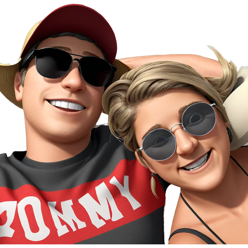 happy friends with stylish hats emoji