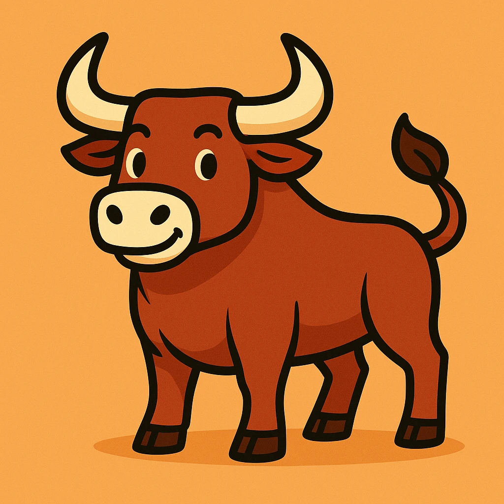 Flat toon style bull emoji