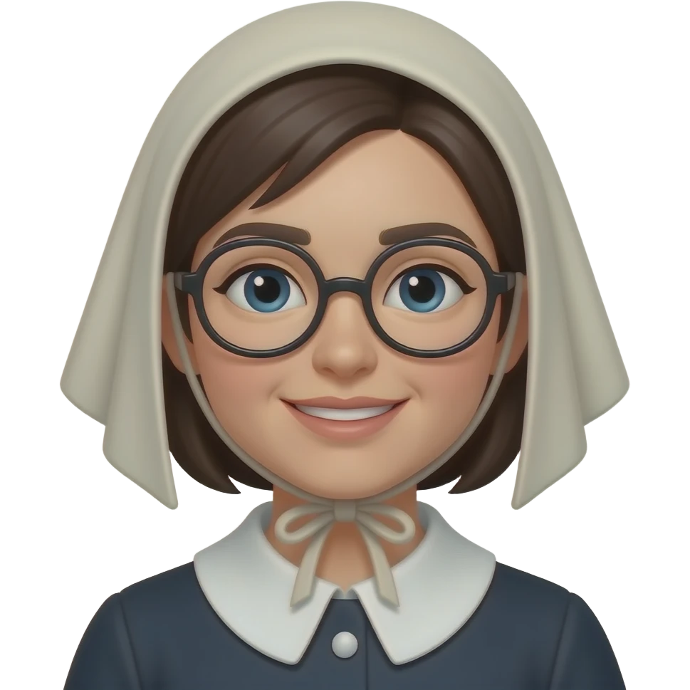 A half human half from woman With glasses and a bonnet on emoji