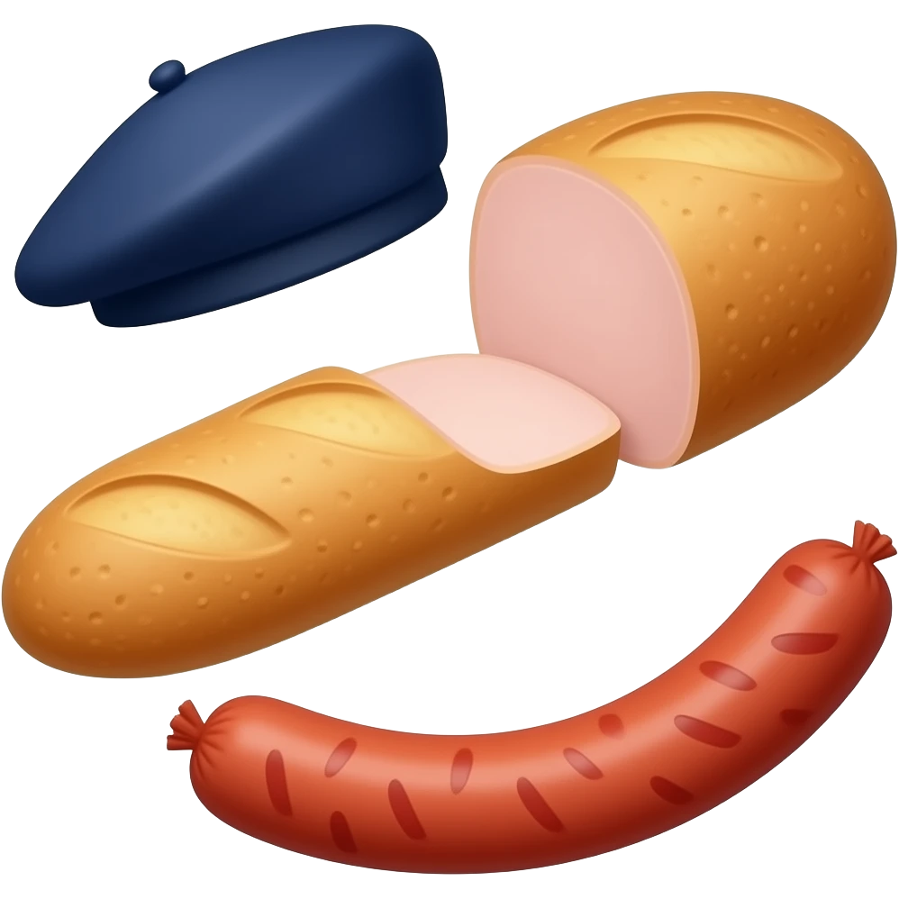 Béret, Jambon, Baguette et Saucisson emoji