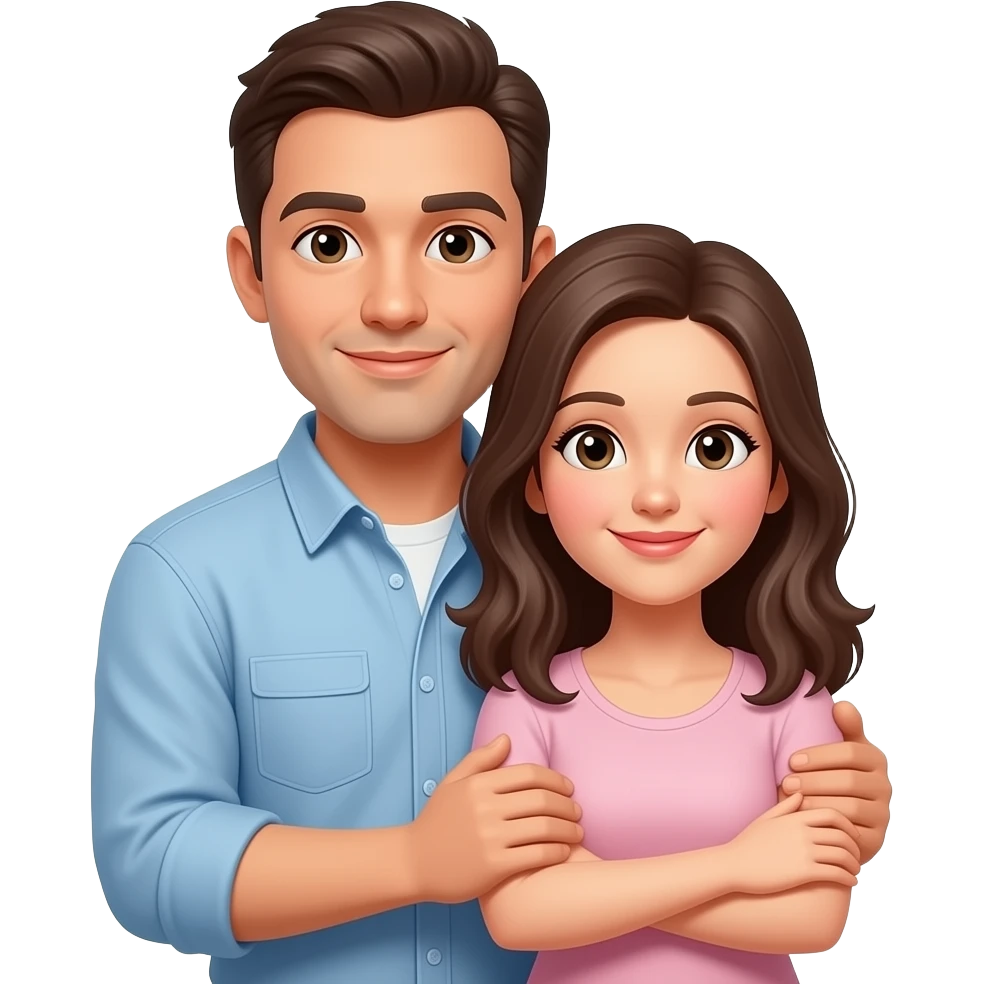 man staat achter vrouw met armen om haar heen emoji