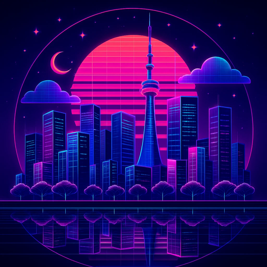 Create a retro 80's tron feel to this image  emoji